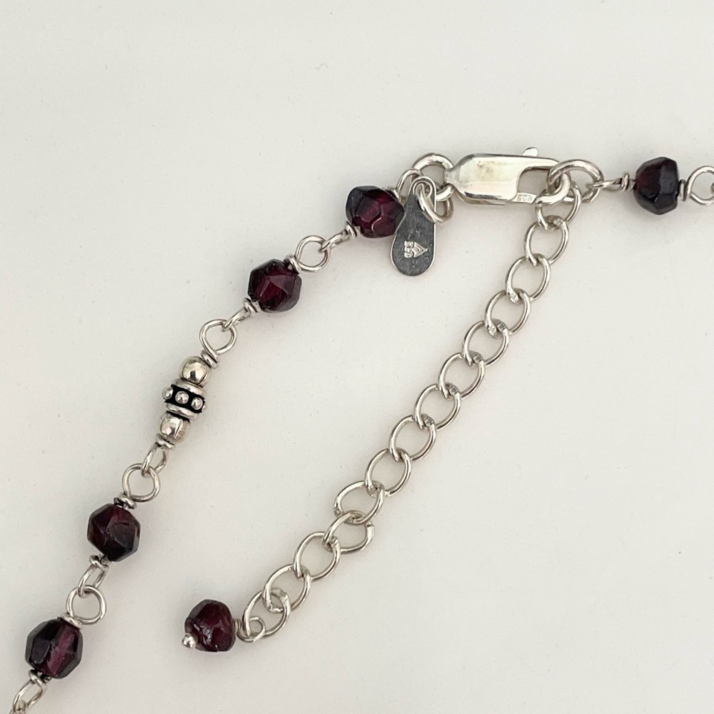Silpada Sterling Silver and Genuine Garnet Beaded Necklace - Picture 2 of 5